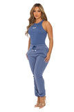 Sleeveless Ribbed Bodysuit and Jogger Pants Set