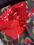 Camouflage Sequin Lips Split Sleeve Jacket