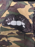Camouflage Sequin Lips Split Sleeve Jacket