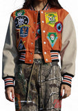 Logo Allover Varsity Jacket {Vegan Leather Sleeves}