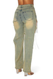 Elaine Rhinestone Chain Embellished Denim Jeans
