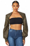 Tara Vegan Leather Cropped Bolero Jacket