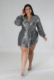 Gracie Babe - Semi stretch Sequin Romper - Plus Size