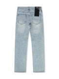 Politics Patch Straight Leg Jean - Blue Wash