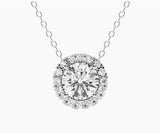 2 CTW Lab-Grown Diamond Halo Pendant Necklace in 14kt White Gold – AGI Certified