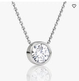 AGI Certified 1.00 Ctw Bezel Set Round Lab Grown Diamond Pendant - G/VS Clarity in Choice of 14K White or Yellow Gold