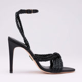 Michaela V Selene Black Satin Heels