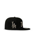 New Era 5950 Dodgers Side LA Metallic Script Hat - Black/Silver