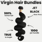 Jet Black Body Wave 100% Human Hair Bundles