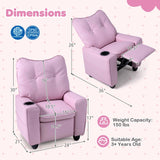 Kids Recliner Chair with Cup Holder and Adjustable Backrest