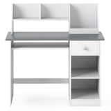 Kids Study Desk with Hutch, Drawer & Shelves