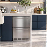 Kismile 24 Inch Built-In Double Drawer Refrigerator, 5.0 Cu.Ft Under Counter Beverage Fridge for Wine & Beer, Stainless Steel