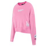 Pro Standard Womens LA Dodgers Cropped Wingspan Crewneck - Pink