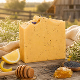 Lemon + Honey + Poppy Seed Handmade Tallow and Goat Milk Soap Bar