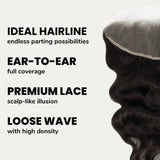 Loose Wave 13x4 Transparent Lace Human Hair Frontal