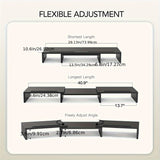 Dual Monitor Stand Riser Adjustable Desktop Organizer for PC Laptop Printer