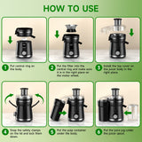 500W Centrifugal Juicer Machine 3 Speed Wide Mouth Fruit Vegetable Extractor