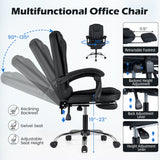 Massage Office Chair with Footrest & Reclining Backrest