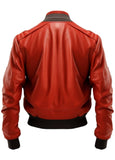 Men's Red Leather Bomber Jacket