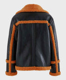 Men’s Brown Shearling Black Sheepskin Leather Jacket
