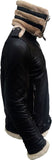 Men’s Double Collar Leather Jacket With Fur
