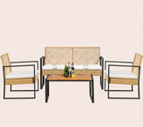4Pcs Outdoor Patio Furniture Set – Rattan Wicker Sofa - Multiple Styles
