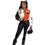 Urban Autumn Winter Positioning Printing Press Button Stitching Thread Varsity Jacket