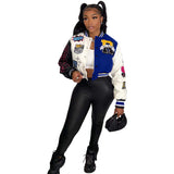 Urban Autumn Winter Positioning Printing Press Button Stitching Thread Varsity Jacket