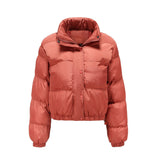 Autumn Winter Women Clothing Short Cotton Jacket Women Long Sleeve High Collar Warm Coat Loose Casual Cotton-Padded Clothes