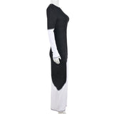 Women Clothing Spring Summer Contrast Color Slim Fit Single Side Long Sleeve Maxi Dress