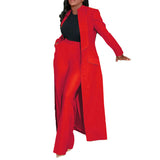 Women Solid Color Polo Collar Long Two Piece Set