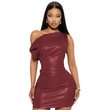 Crossbody Sheath Dress Women Clothing Sexy Nightclub Dress