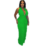 Women Clothing Spring Summer Wave Pattern Sexy Bandeau High Waist Jumpsuit