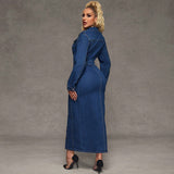 Women Clothing Breasted Waist Tight Maxi Dress