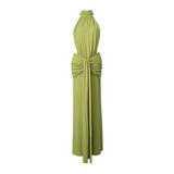 Summer High Neck Sleeveless Backless Sheath Dress for Women