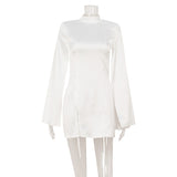 Slim Fit Slimming Light Luxury Court Advanced Satin Cape Sleeve Dress Short Dress