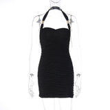 Women Clothing Winter Sexy Backless Halter Slim Sheath Dress Women