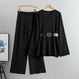Suit Women Spring Autumn Women Clothing Socialite Elegant Knitwear Slimming Sweater Wide Leg Pants Two Piece Set