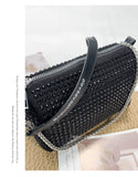 New Arrival Trendy Rhinestone Small Square Bag | Full Diamond Underarm Bag & Women's Chain Shoulder Crossbody Small Handbag (Japanese & Korean Style)