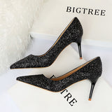Sexy Nightclubs Thinner High Heels Women Shoes Stiletto Heel Sparkle Sequ Pumps