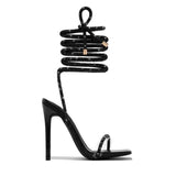 Summer Casual Comfortable Lace-up Roman Pointed Stiletto Heel Women High Heel Sandals