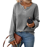 Women Clothing Season Autumn Striped Waffle Knitted Top T shirt Women