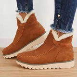 Women Boots Winter Ladies Platform Cotton Padded Boots Solid Color Slip on Warm Booties