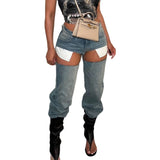 Women Clothing Autumn Street Hand Cut Jeans