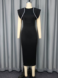 Crew Neck Dress Cocktail High Waist Slim Fit Slit Elegant Evening Dress Party Dress