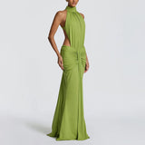 Summer High Neck Sleeveless Backless Sheath Dress for Women