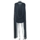 Solid Color Breathable Women Pleated Holiday Hip Dress Slim Stand Collar Summer Short Dress