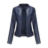 Women Jacket Women Slim Jacket Thin Spring Autumn Coat Women Motorcycle Clothing Stand Collar Faux Leather