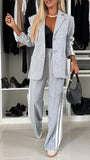 Autumn Winter Women Long Sleeve Collared Casual Suit
