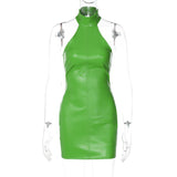 Stand Collar Sleeveless Waist Sheath Sexy Women Dress